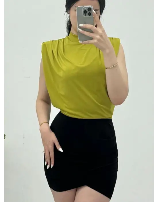 Omarı Vatkalı Sandy Bluz - Yağ Yeşili