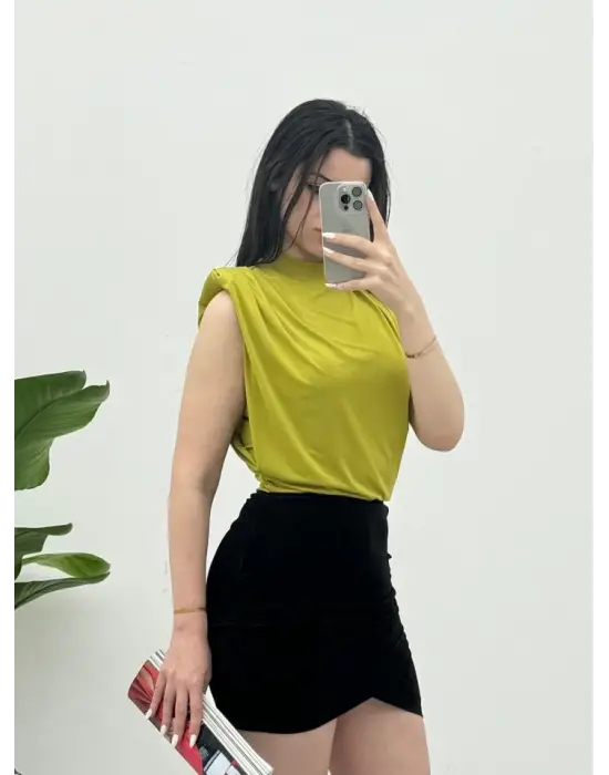 Omarı Vatkalı Sandy Bluz - Yağ Yeşili