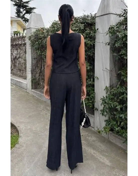 Sıfır Kollu Bluz Batik Desenli Pantolon İkili Takım 10181-08