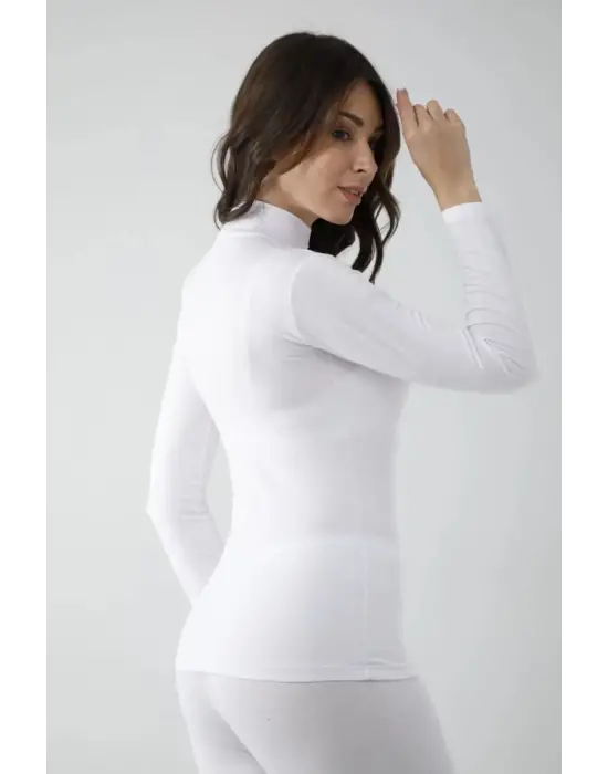 Omarı Beyaz Likralı Uzun Kol Balıkçı Body