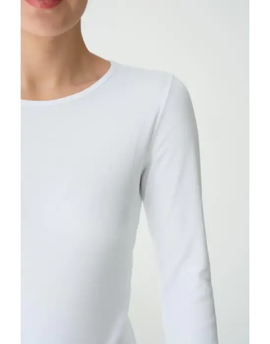 Omarı Kadınlar İçin Şık Beyaz Uzun Kollu Body