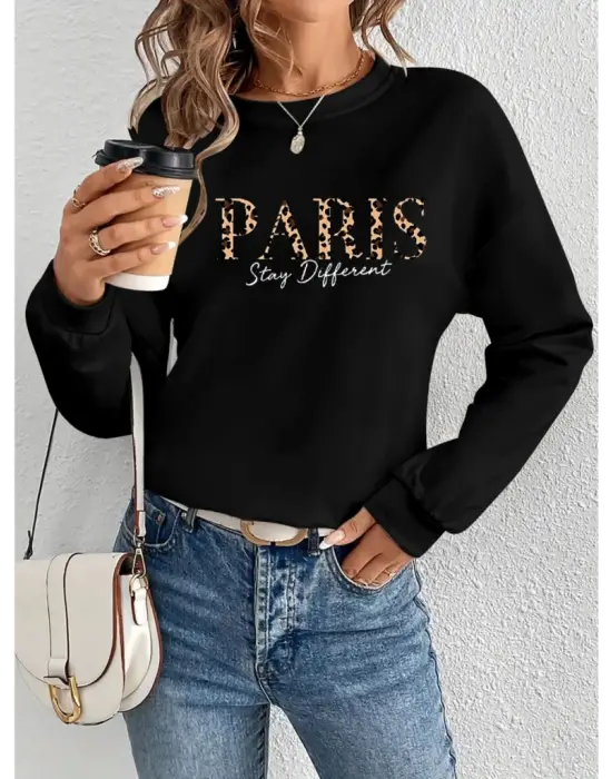 Omarı Desenli Kadın Uzun Kollu Viskon Bluz