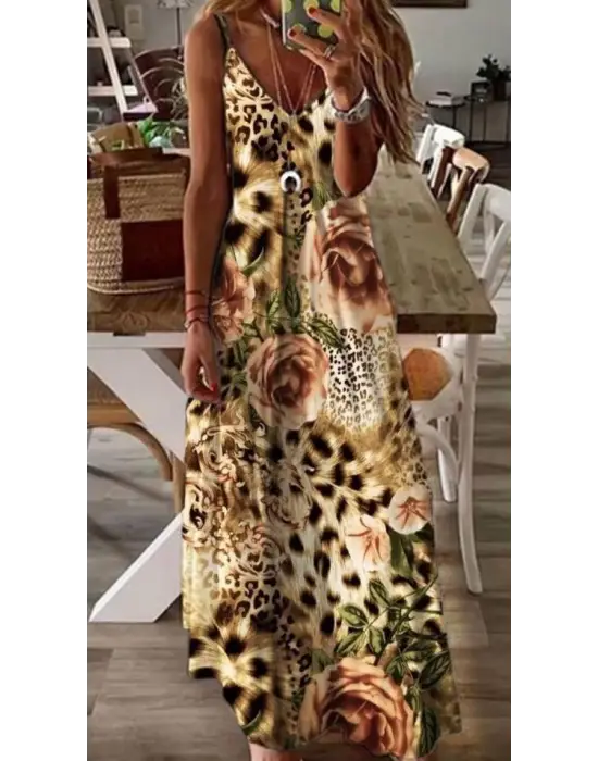 Omarı Dijital Baskılı Kadın Elbisesi - Trendy ve Şık Modeller!