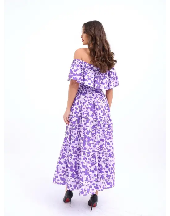 Omarı Zarif Dantel Detaylı İspanyol Elbise