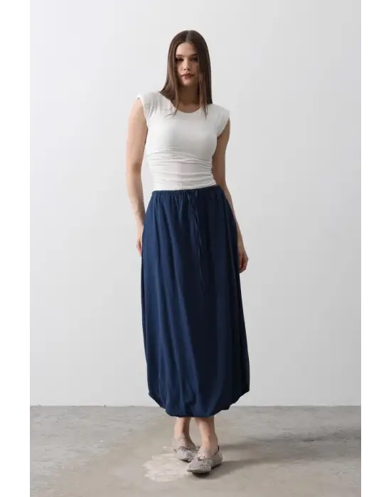 Omarı Şık Beli Sarmalı Etek - Mor