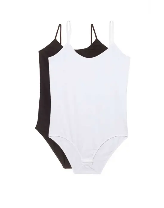 Omarı İki Adet İp Askılı Kadın Çıtçıtlı Body Seti - Siyah ve Beyaz