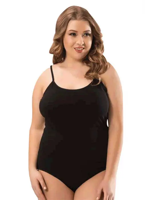 Omarı Şık İp Askılı Çıtçıtlı Kadın Beden Body Seti Siyah Beyaz