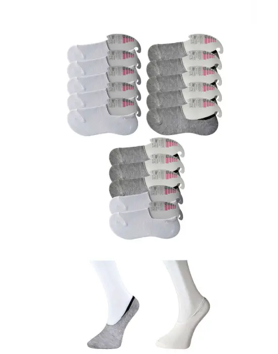 Omarı Gri ve Beyaz Kadın Babet Çorap Seti