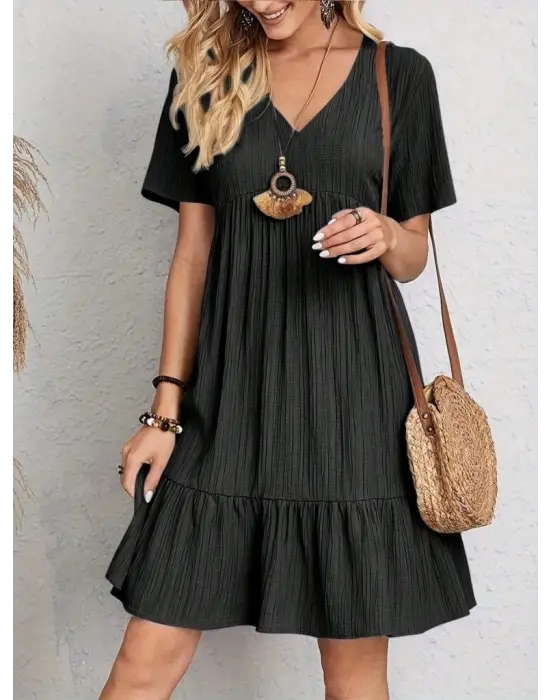 Omarı Şıklığıyla Fark Yaratan Kısa Kollu Elbise