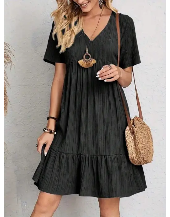 Omarı Şıklığıyla Fark Yaratan Kısa Kollu Elbise