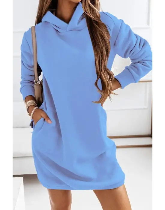 Omarı Rahat Kullanımlı Kadın Kapüşonlu Elbise