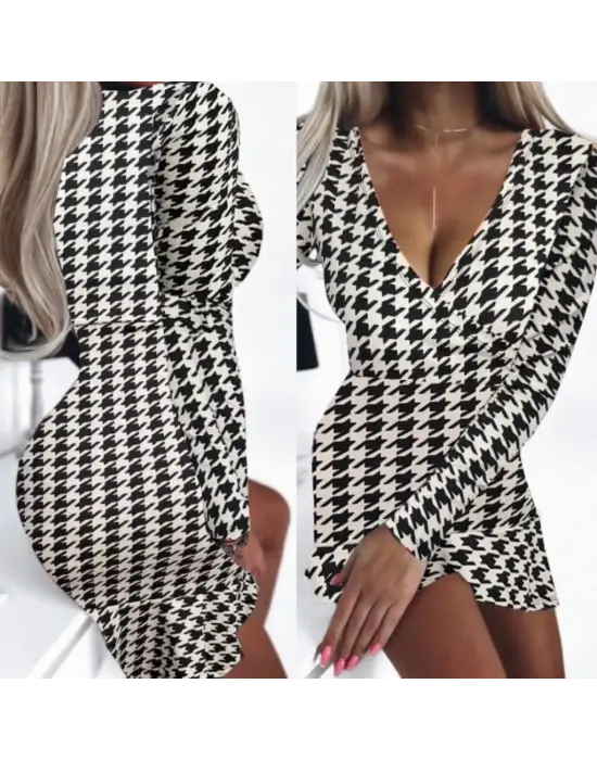 Omarı Mikro Mini Boy Kruvaze Yaka Elbise