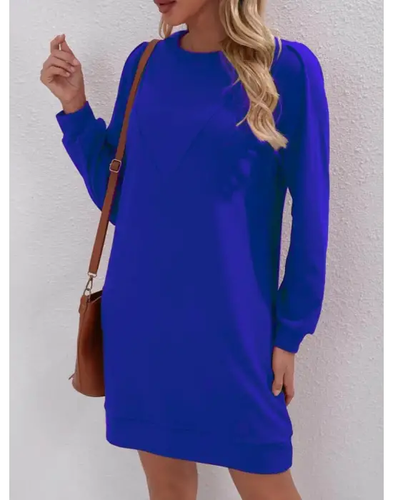 Omarı Zarif ve Şık Kadın Uzun Kollu Elbise