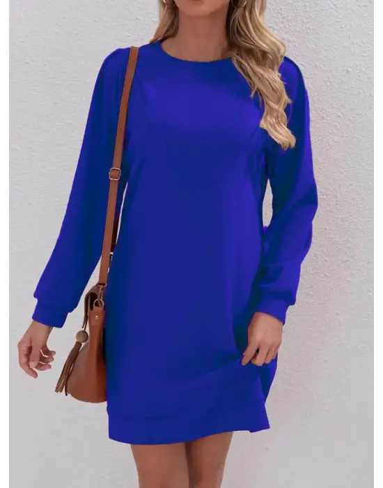 Omarı Zarif ve Şık Kadın Uzun Kollu Elbise