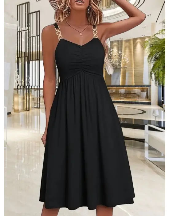 Omarı Zarif V Yakalı Kadın Kısa Elbise