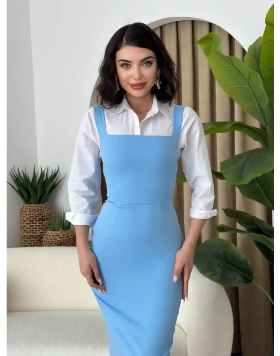 Omarı Şık ve Zarif Askılı Kalem Elbise