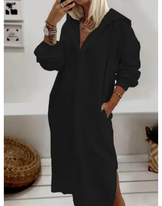 Omarı Modern Kapüşonlu Elbise