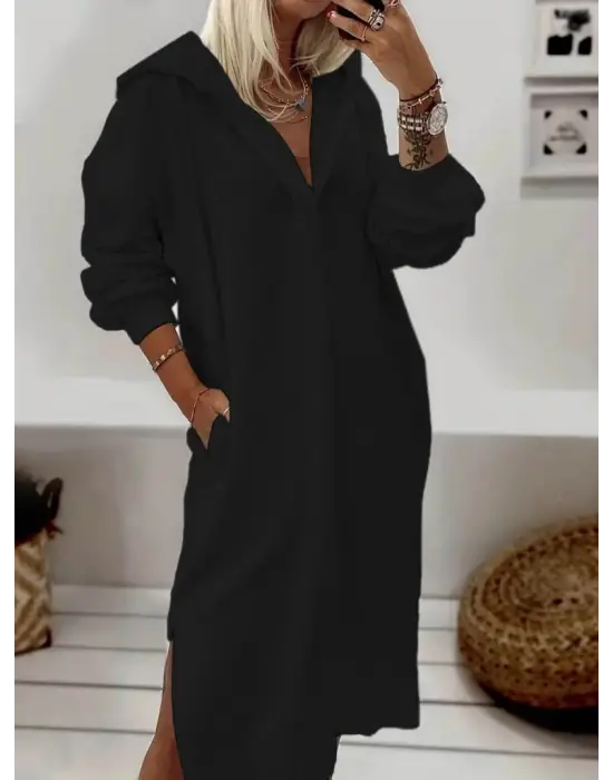Omarı Modern Kapüşonlu Elbise