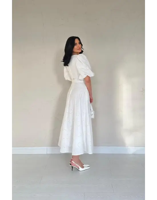 Omarı Zarif Kup Detaylı Brode Elbise