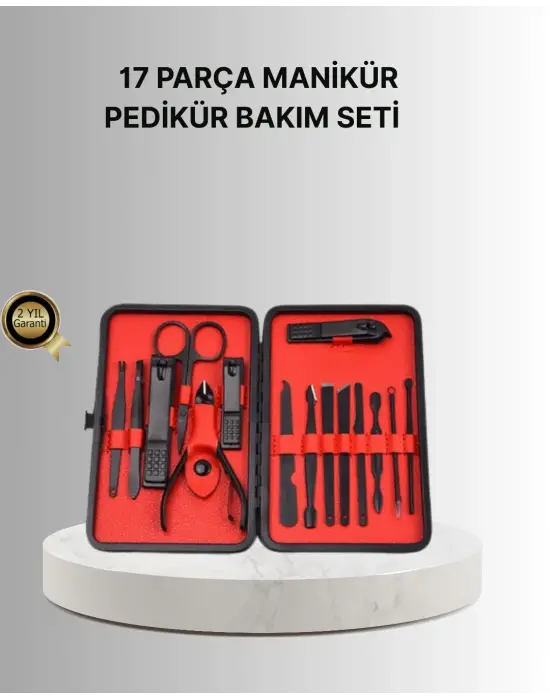 Şık Kutu Tasarımlı 17 Parça Manikür Pedikür Seti Dayanıklı Ve Hijyenik