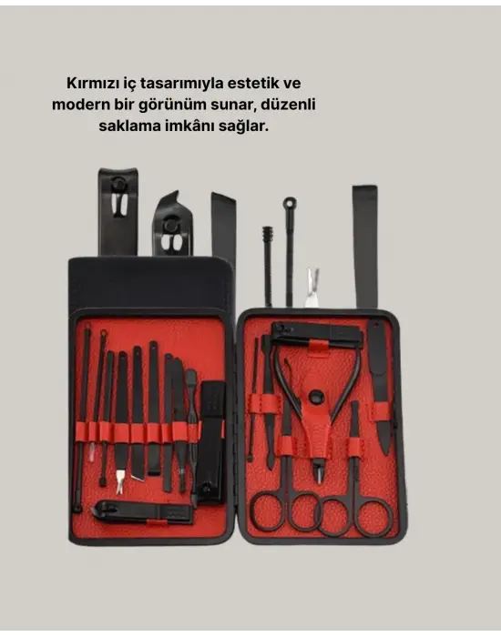 Şık Kutu Tasarımlı 17 Parça Manikür Pedikür Seti Dayanıklı Ve Hijyenik