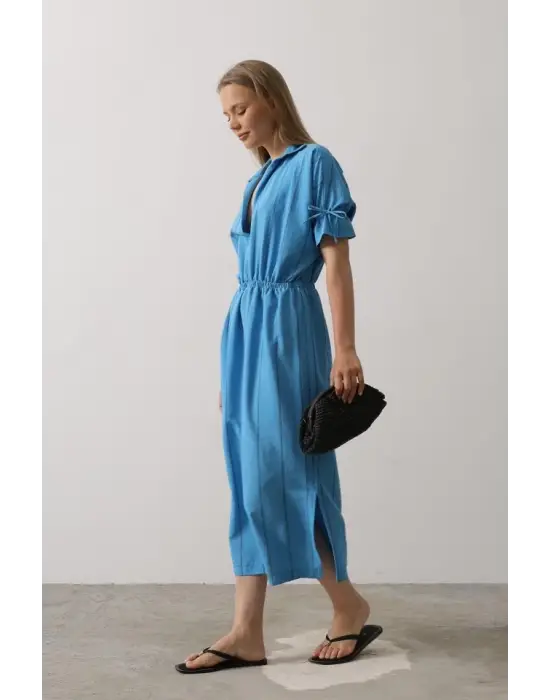 Omarı Beli Lastikli Elbise