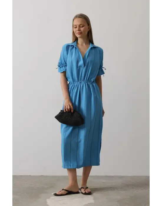 Omarı Beli Lastikli Elbise