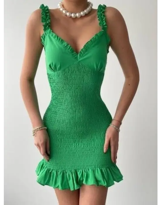 Omarı Derin Yırtmaçlı Siyah Elbise