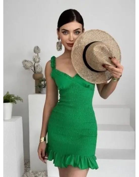 Omarı Derin Yırtmaçlı Siyah Elbise