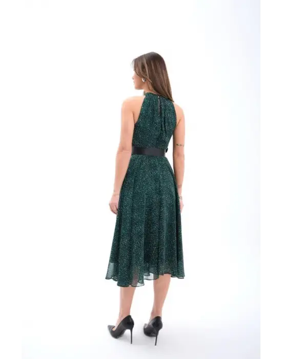 Omarı Kolsuz Eteği Büzgülü Siyah Elbise