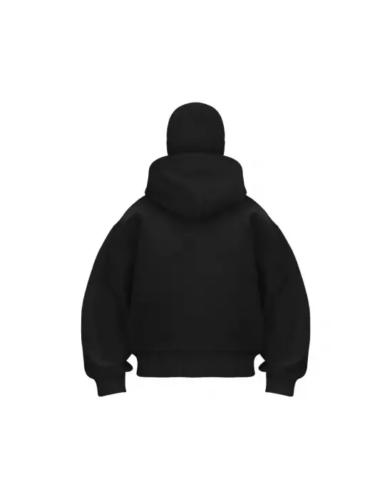 Omarı Siyah Kapüşonlu Sweatshirt