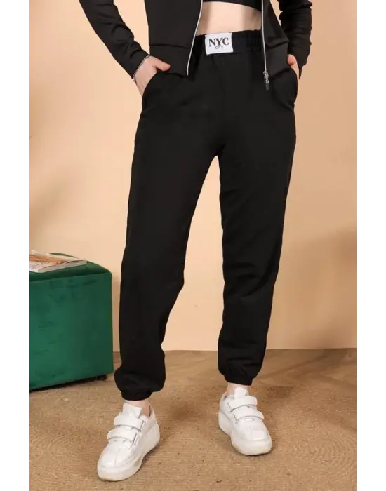 Omarı Şık ve Rahat Siyah Lastikli Eşofman Altı