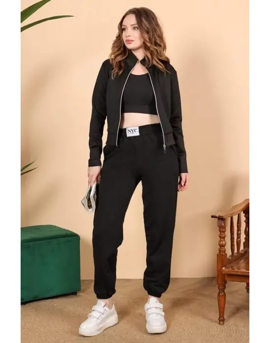 Omarı Şık ve Rahat Siyah Lastikli Eşofman Altı