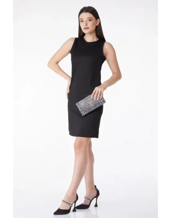 Omarı Siyah Mini Elbise