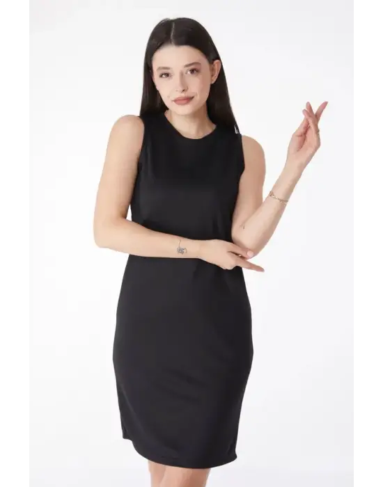 Omarı Siyah Mini Elbise