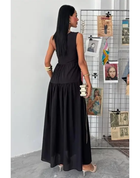 Omarı Zarif Tek Omuzlu Maxi Elbise