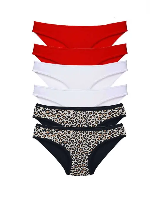 Omarı Kadın Slip Külot Leopar Desenli 6lı Paket