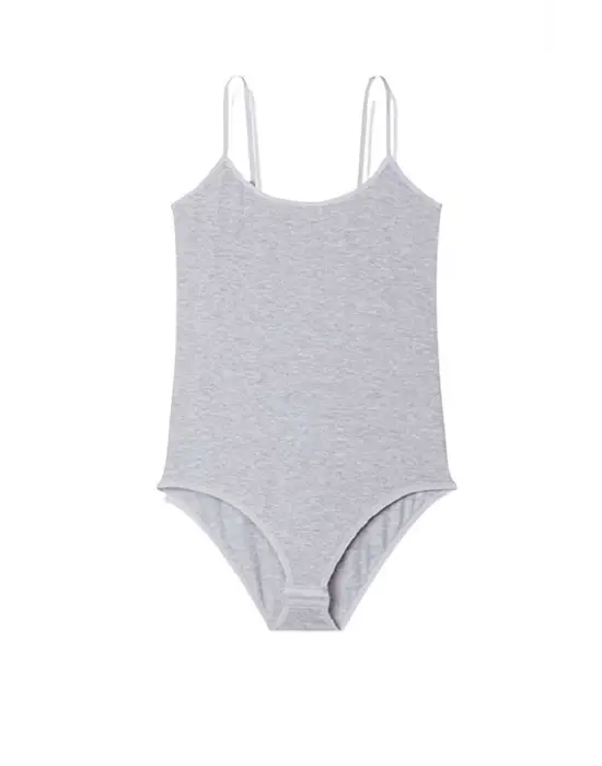 Omarı Şık İp Askılı Kadın Çıtçıtlı Body Gri