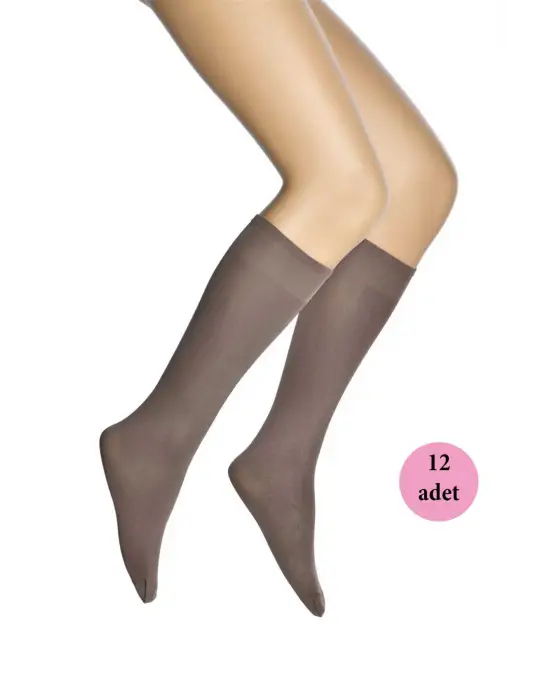 Omarı Yumuşak ve Konforlu Vizon Renkli Mikro 70 Dizaltı Kadın Çorap