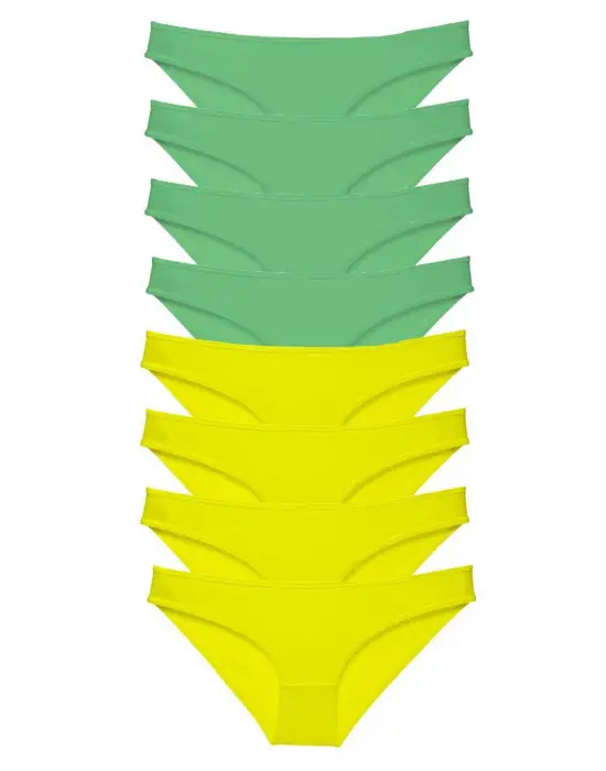 Omarı Sarı Yeşil Likralı Kadın Slip Külot Seti Özel Fiyatla