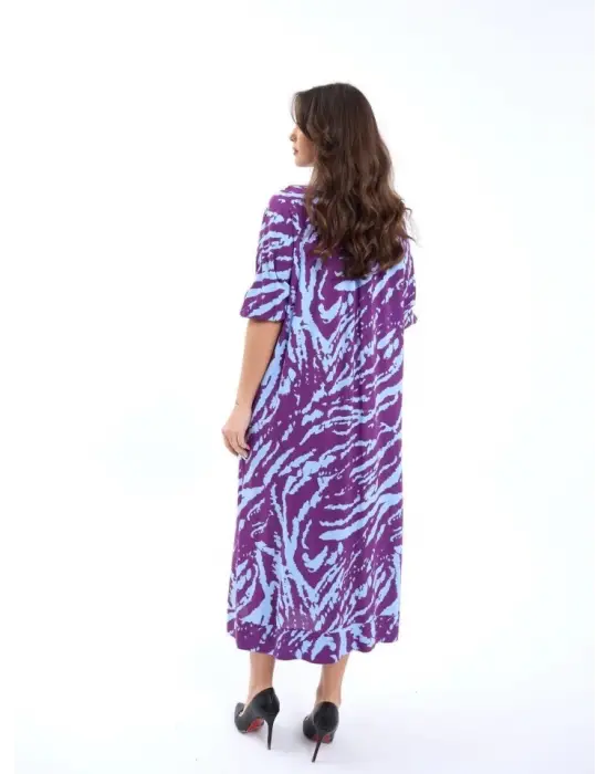 Omarı Çiçek Desenli Yaz Elbisesi