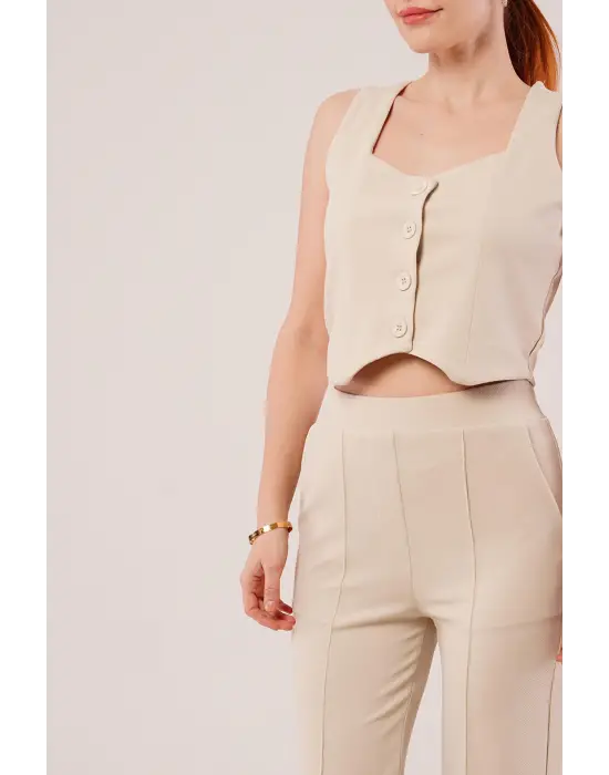 Omarı Kadın Bej Takım