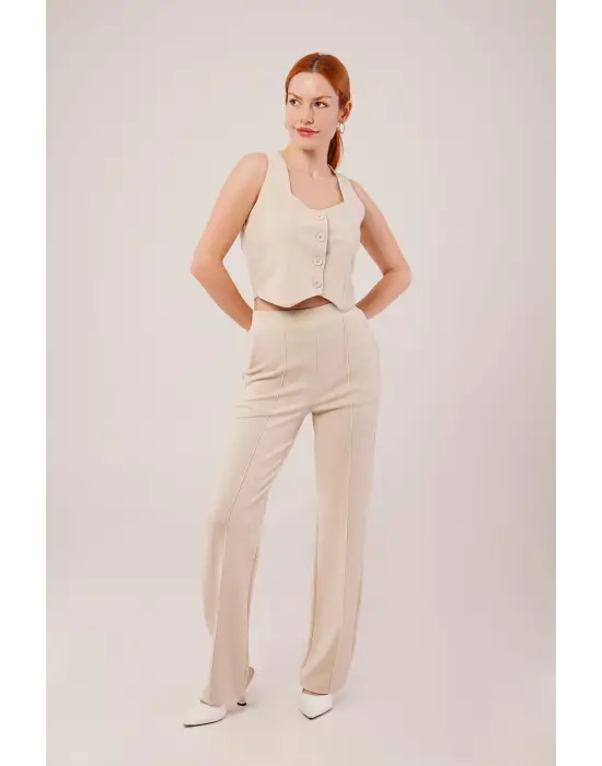 Omarı Kadın Bej Takım