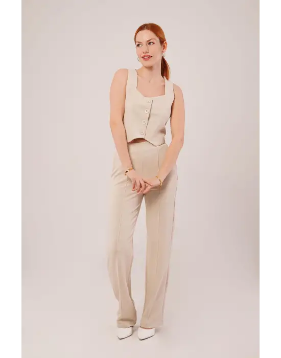 Omarı Kadın Bej Takım