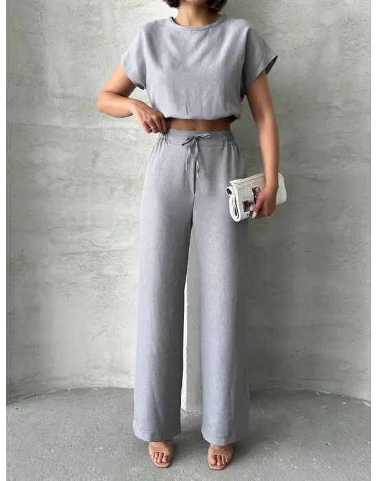 Omarı Yaz Kombin Şıklığı Bluz Pantolon Takımı