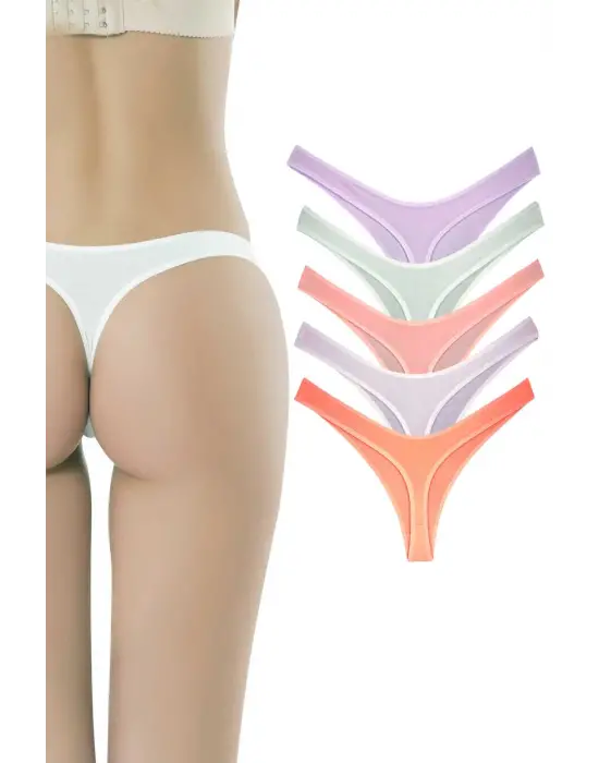 Omarı Yumuşak Pamuklu Kadın Klasik Tanga Seti