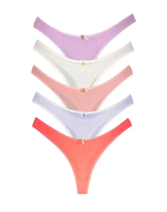 Omarı Yumuşak Pamuklu Kadın Klasik Tanga Seti