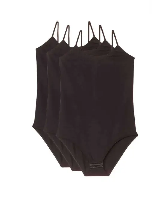 Omarı Çıtçıtlı İp Askılı Kadın Body - Siyah