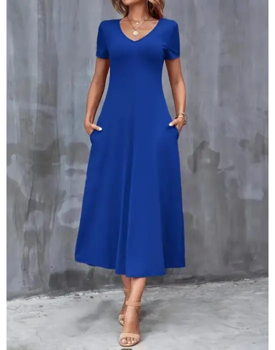 Omarı Şık ve Rahat Kadın Viskon Elbise