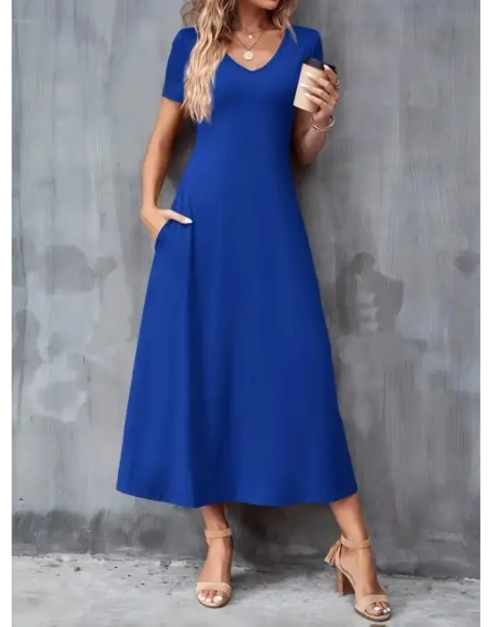 Omarı Şık ve Rahat Kadın Viskon Elbise